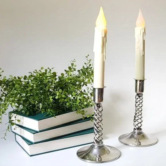 Vintage Hans Jensen Eisenberg-Lozano Mid-1900s Modern Silverplate Candlesticks - Picture 2 of 9